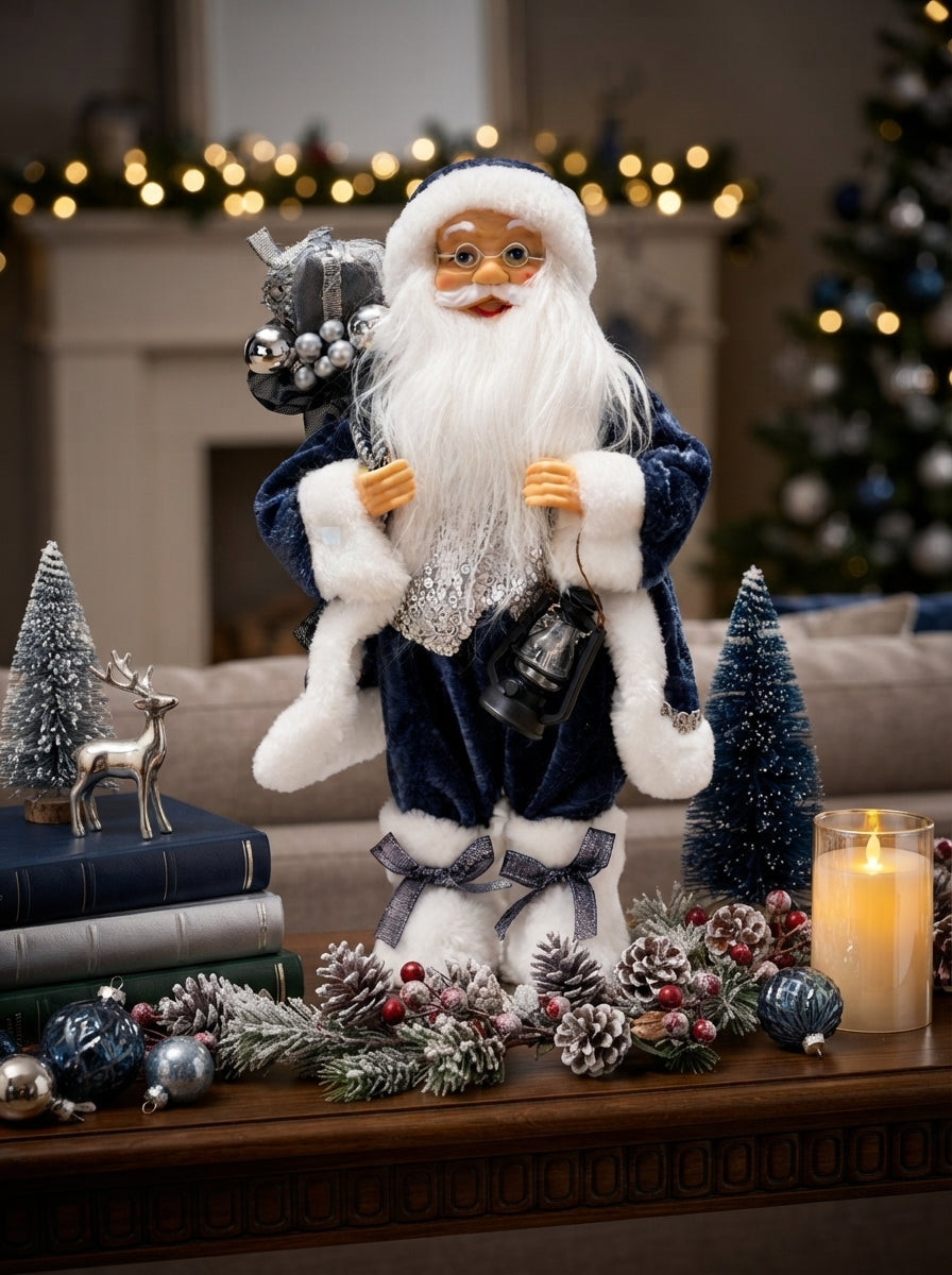Midnight Silver Santa Dekoratif Noel Baba - 30 cm