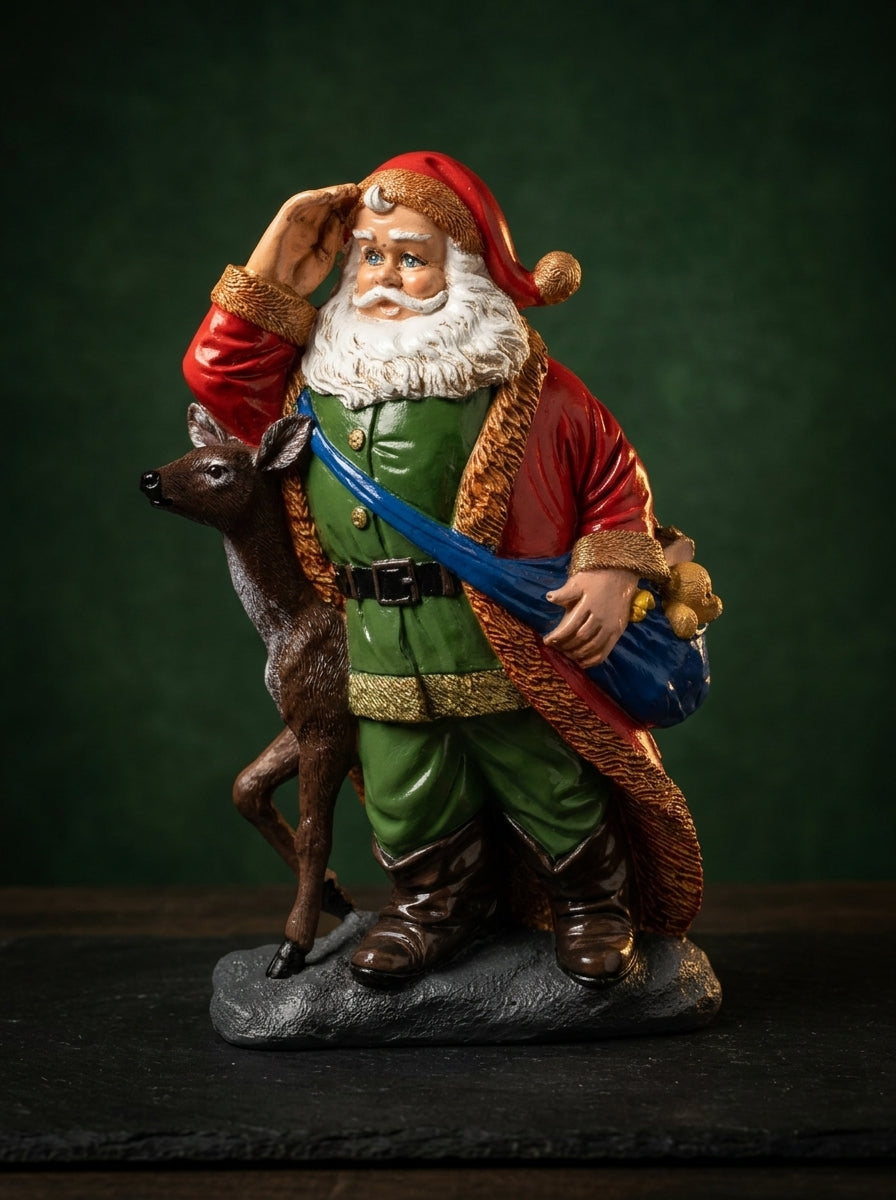 Geyikli Noel Baba Dekoratif Figür - 29 CM