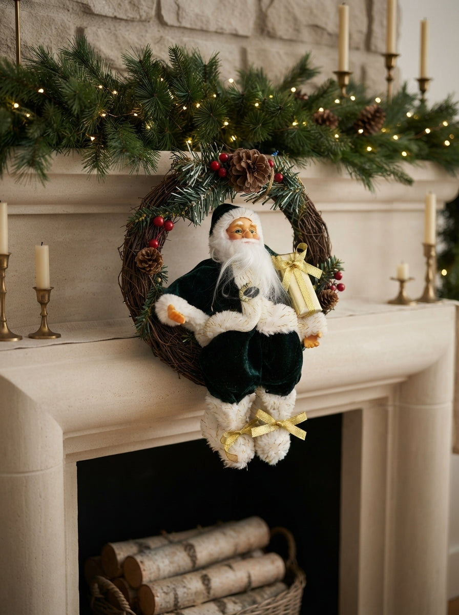 Emerald Santa Dekoratif Yılbaşı Kapı Süsü - 40 CM