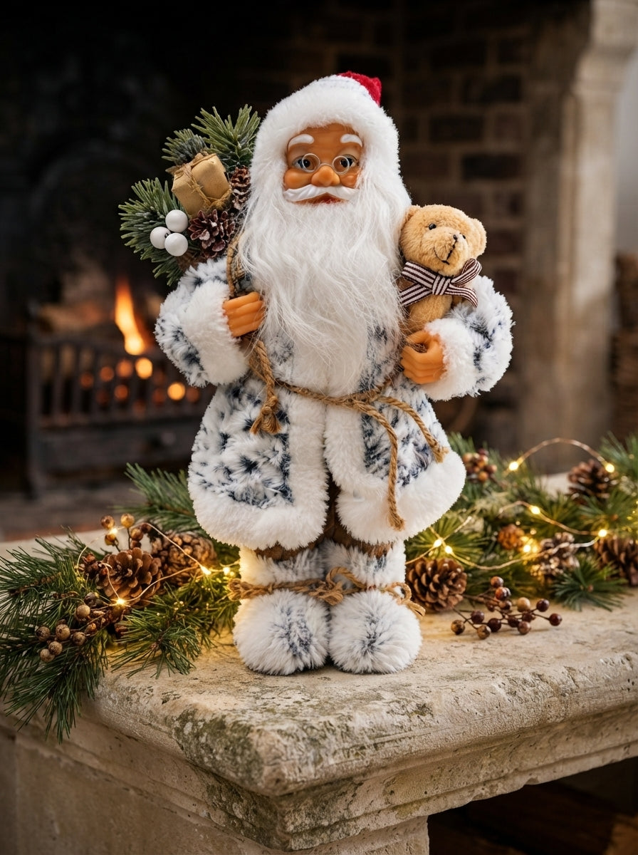 Snowy Teddy Santa Dekoratif Noel Baba - 30 CM