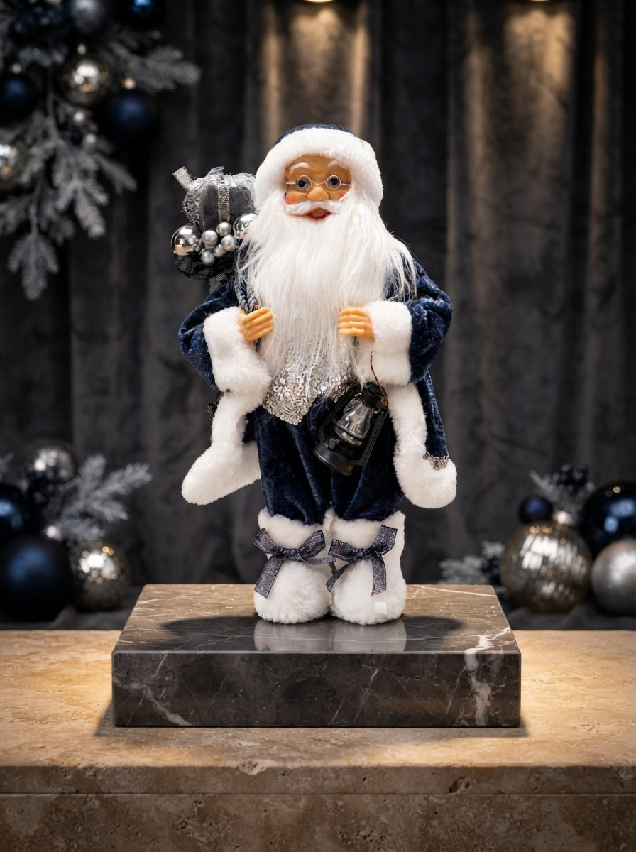 Midnight Silver Santa Dekoratif Noel Baba - 30 cm