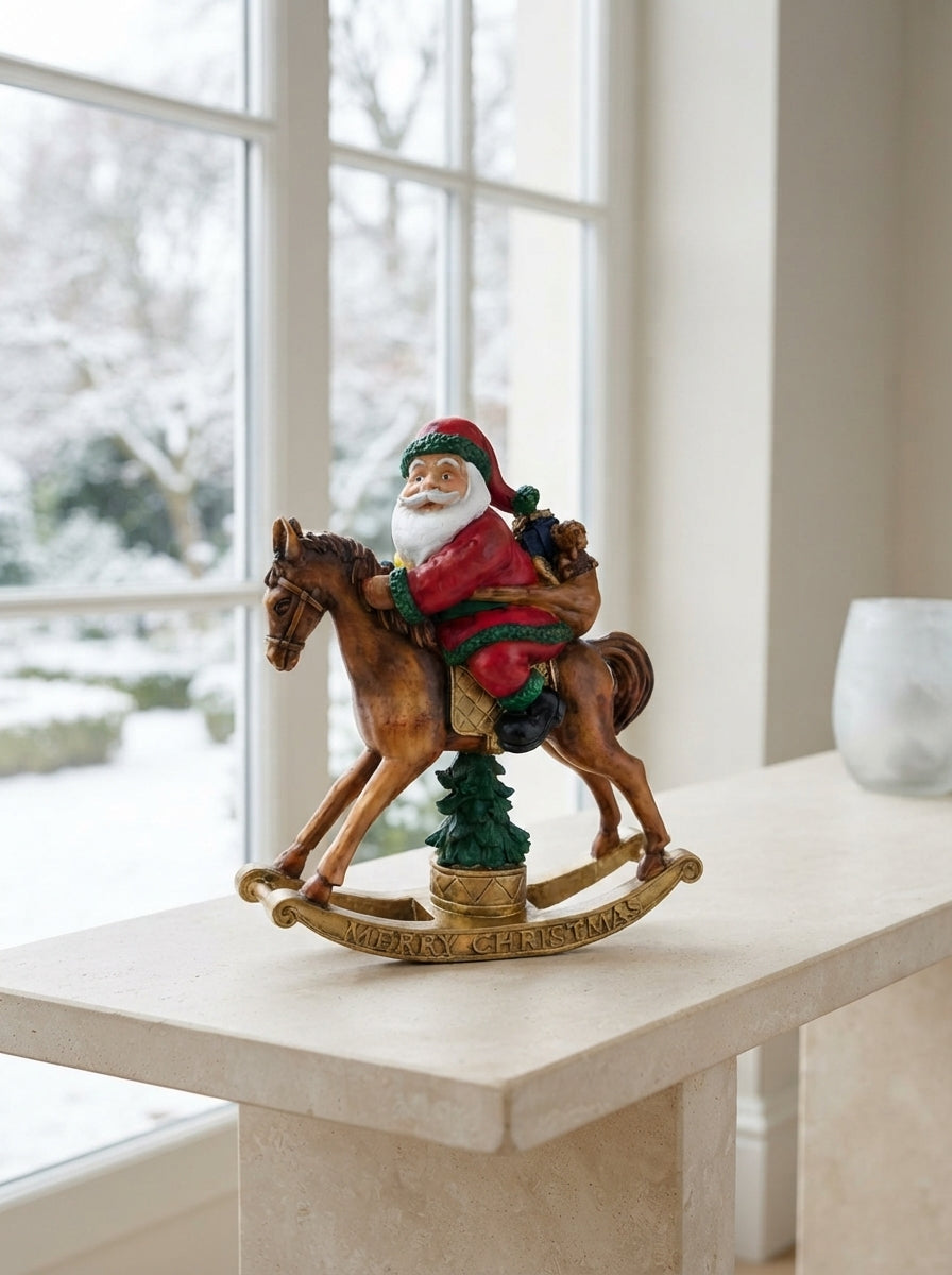 Christmas Rocking Horse Santa Dekoratif Yılbaşı Objesi