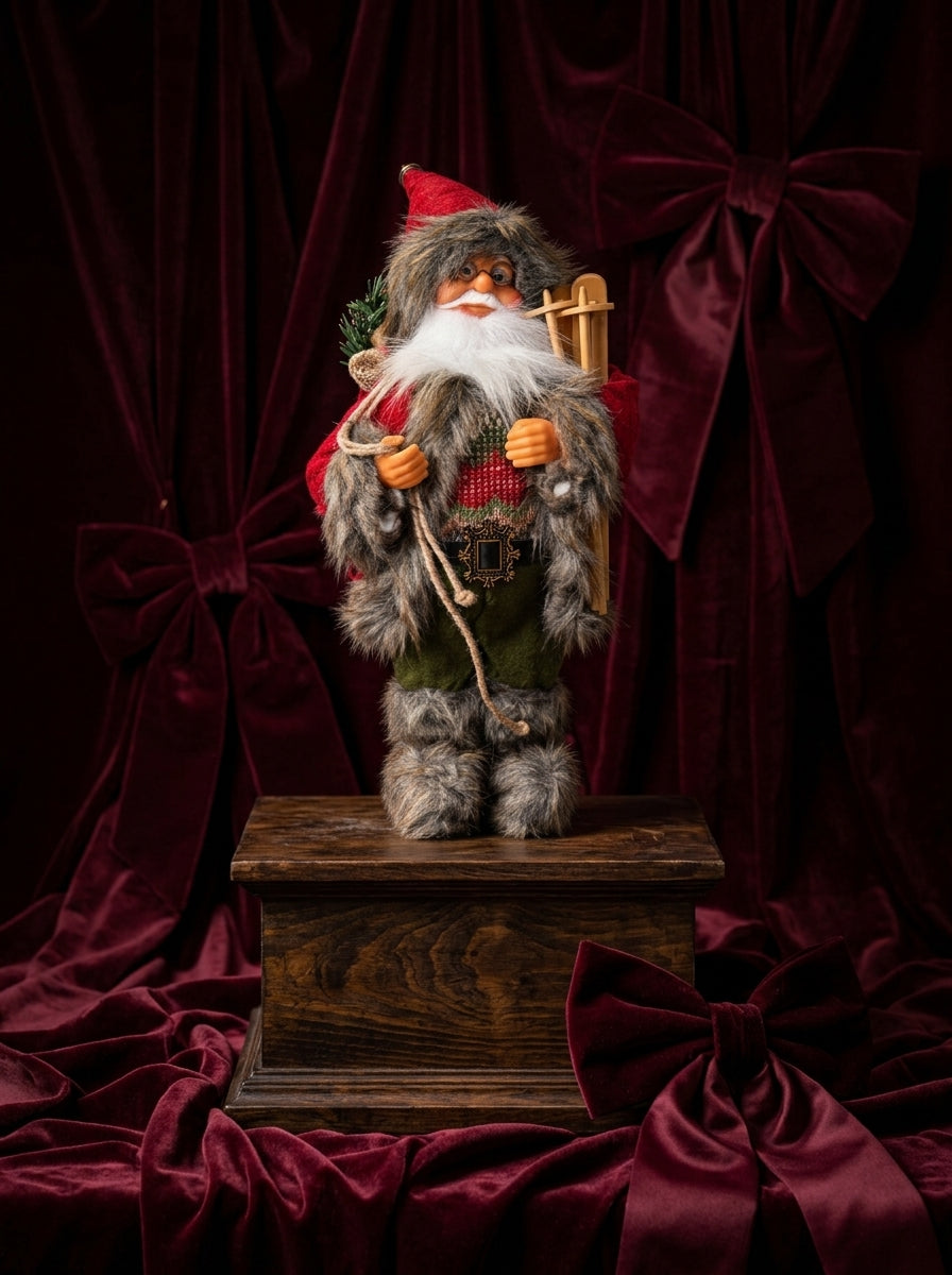 Kış Masalı – Nostaljik Kızaklı Noel Baba Dekoratif Figür - 32 CM