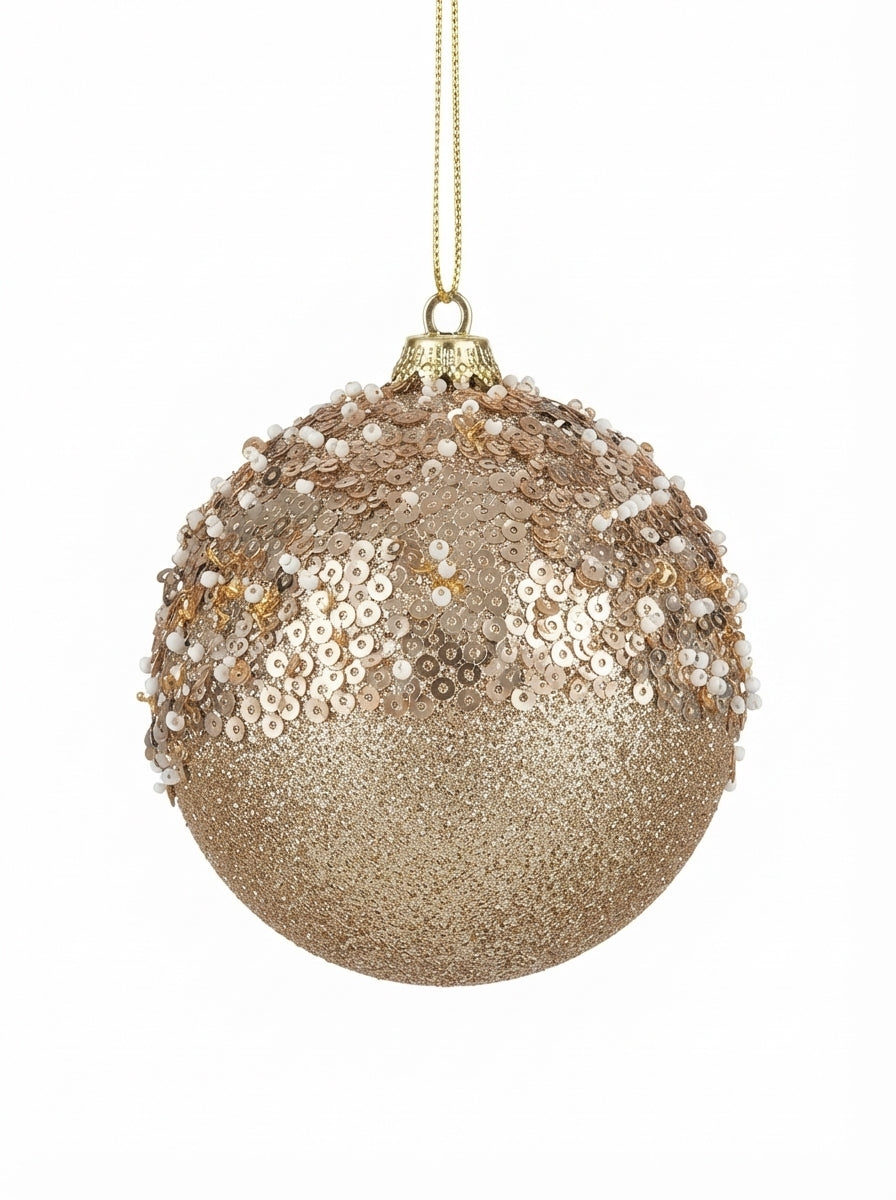 Champagne Pearl Işıltılı Yılbaşı Ağaç Süsü - 10 CM