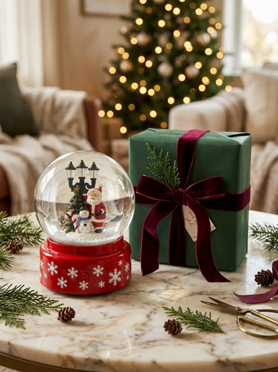 Santa's Snowy Night Müzikli LED Otomatik Kar Yağdıran Yılbaşı Kar Küresi – 18 CM