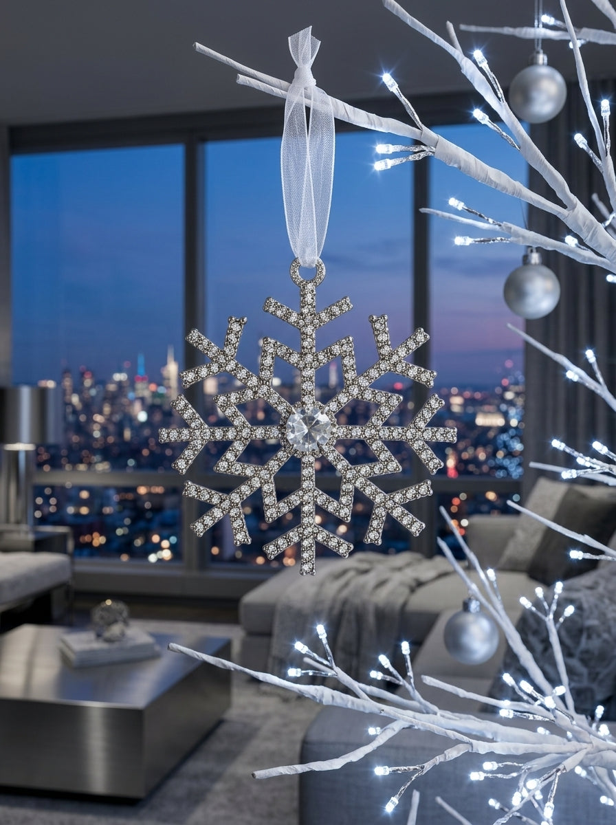 Silver Crystal Snowflake Yılbaşı Ağacı Süsü