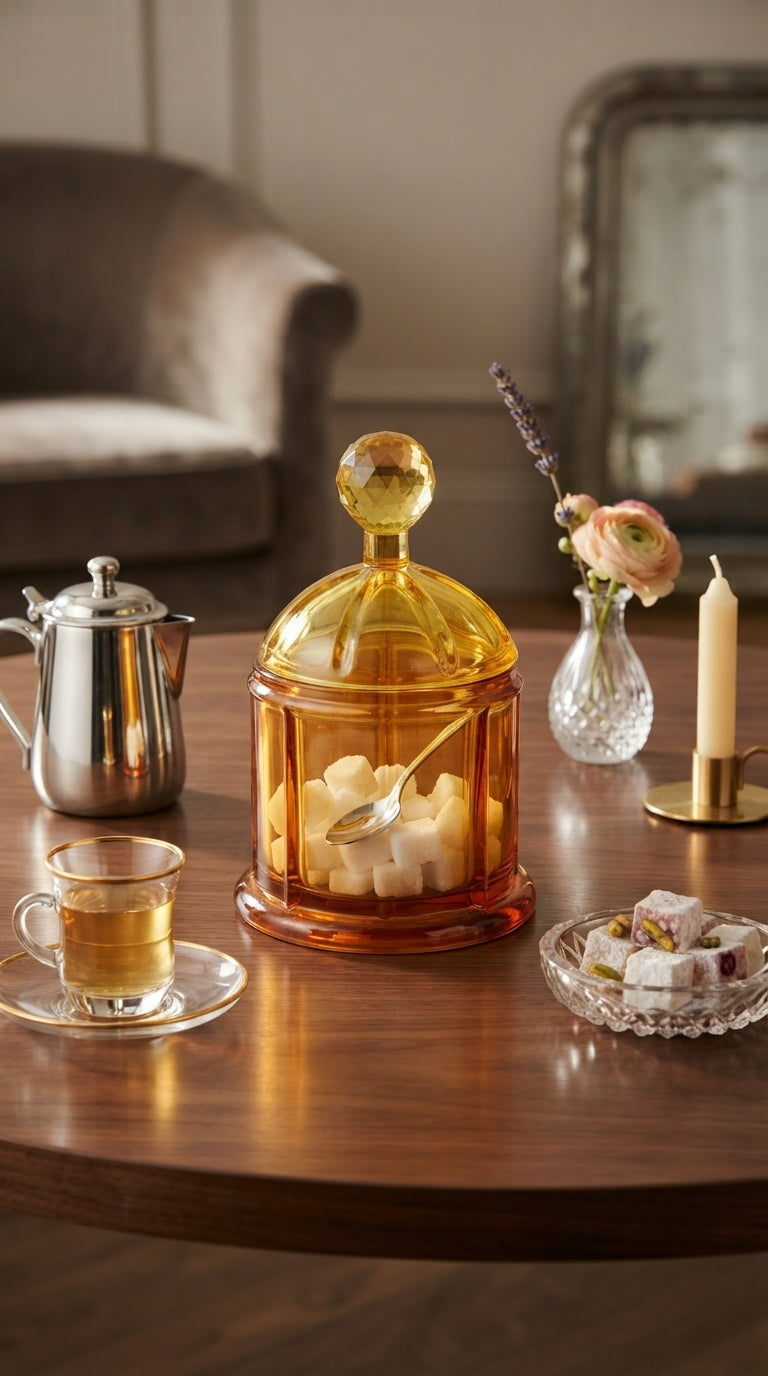 Lumi Kapaklı Kristal Obje- Amber