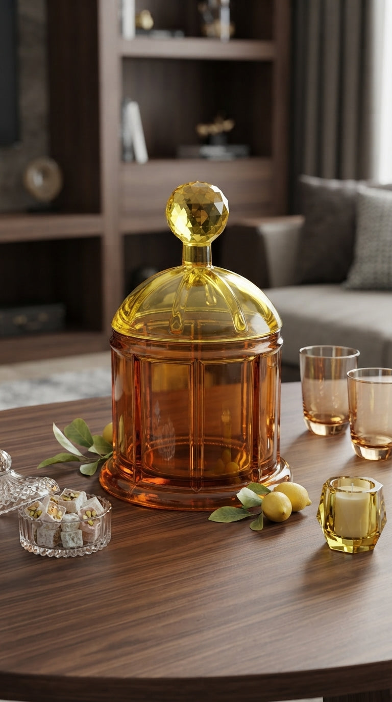 Lumi Kapaklı Kristal Obje- Amber