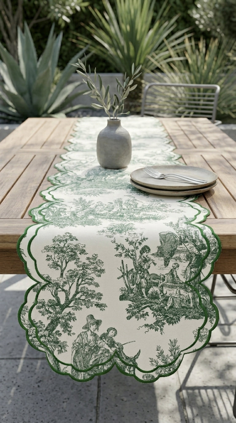Toilea Verde Embroidered Runner