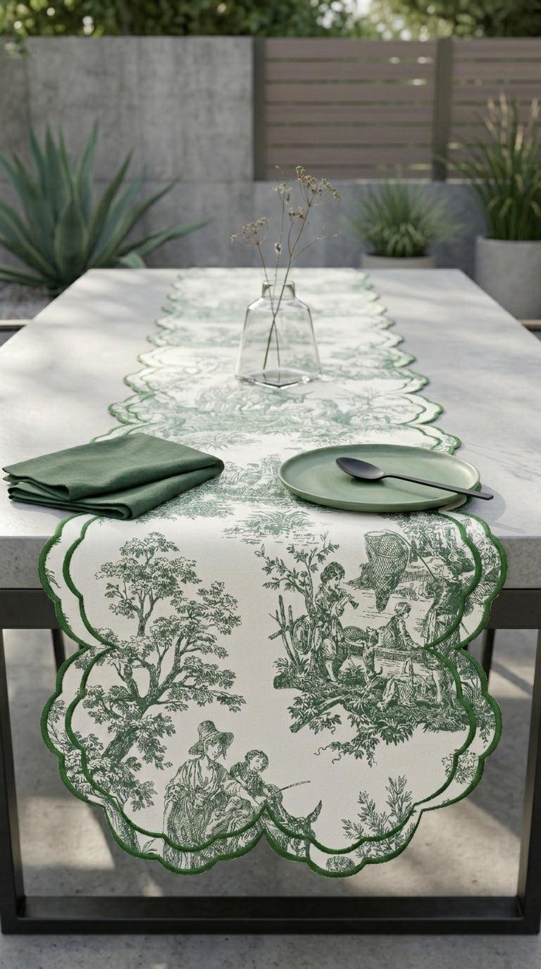 Toilea Verde Embroidered Runner