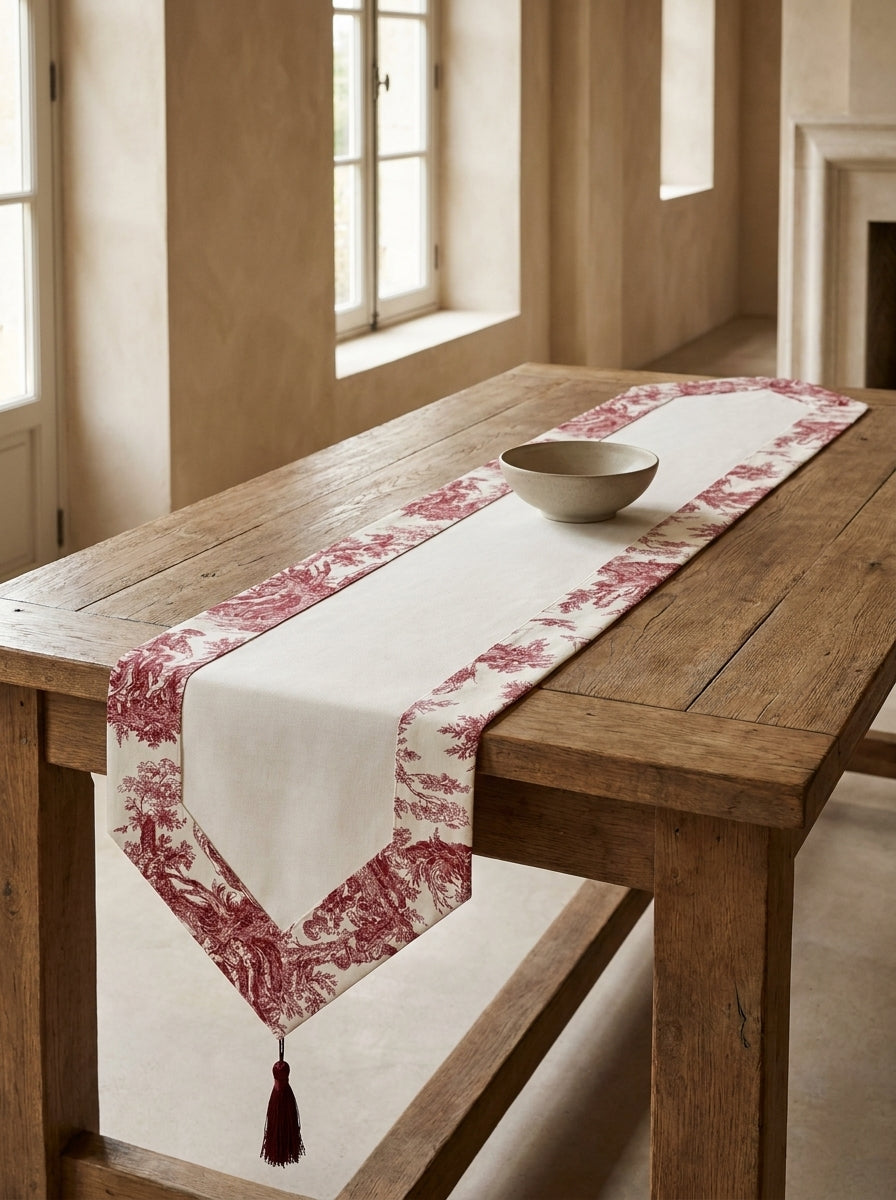 Toile Bugundy Panel Runner