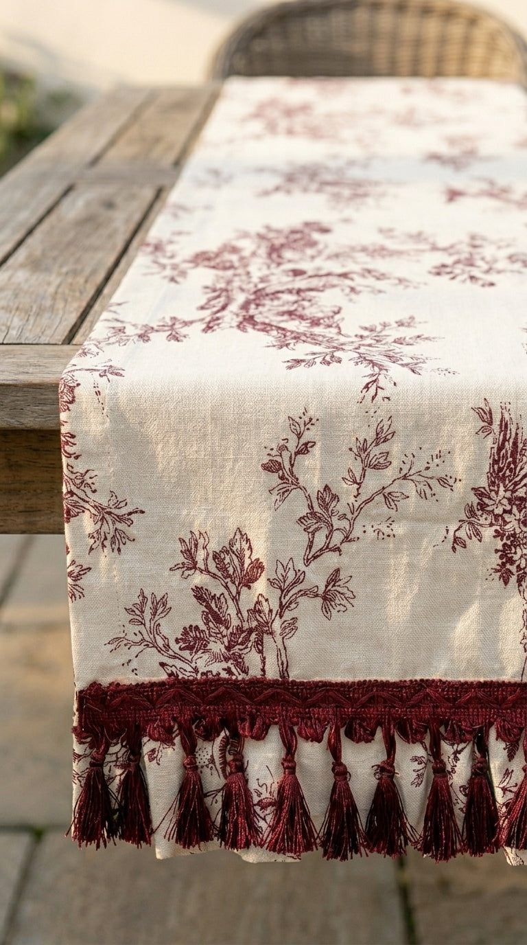 Toilea Burgundy Ruffle Runner