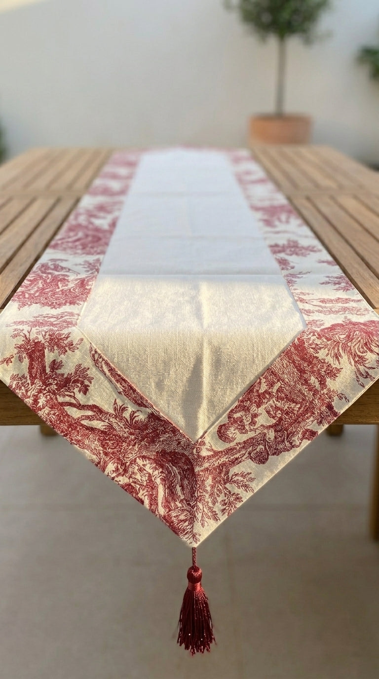 Toile Bugundy Panel Runner