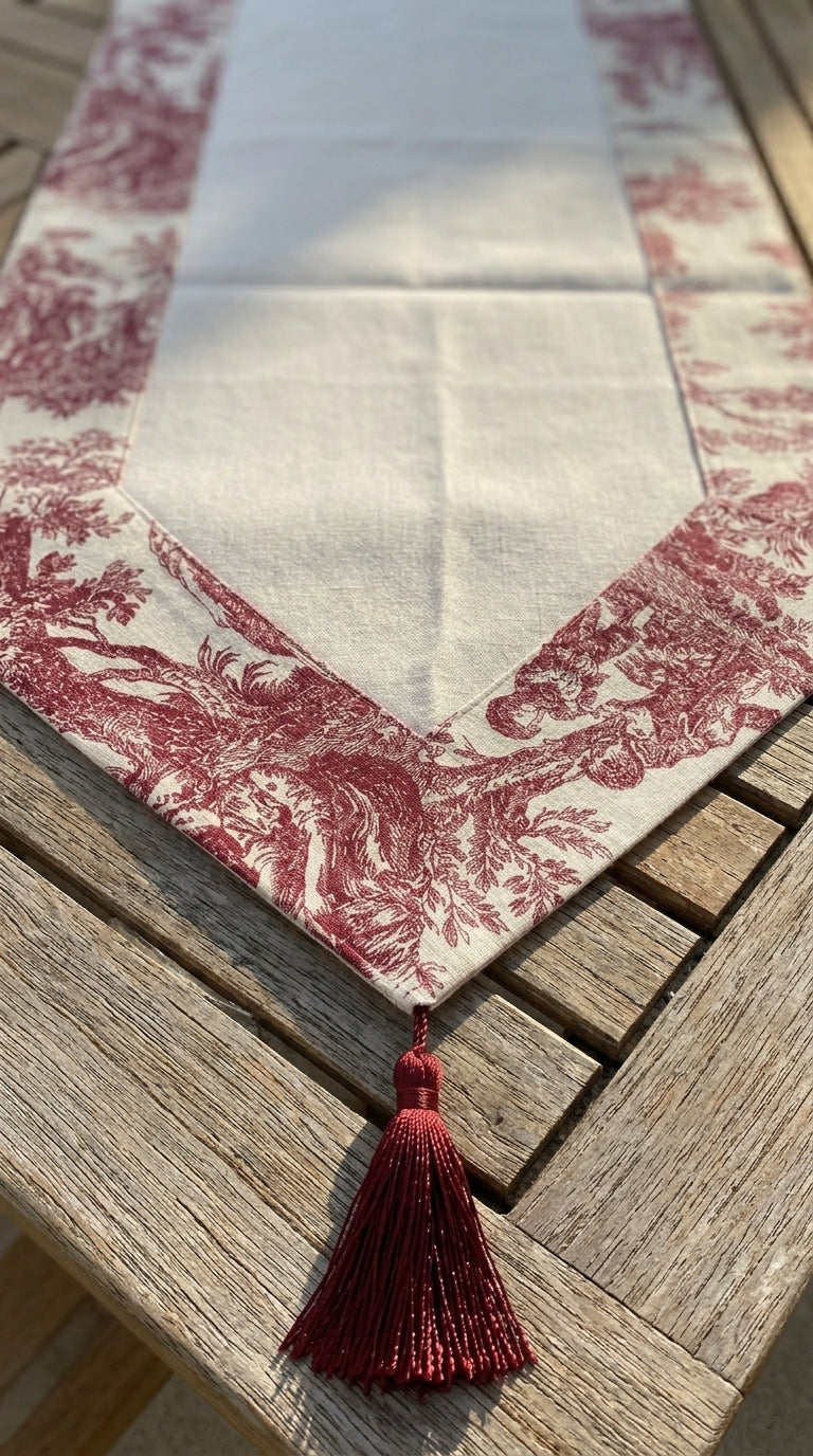 Toile Bugundy Panel Runner