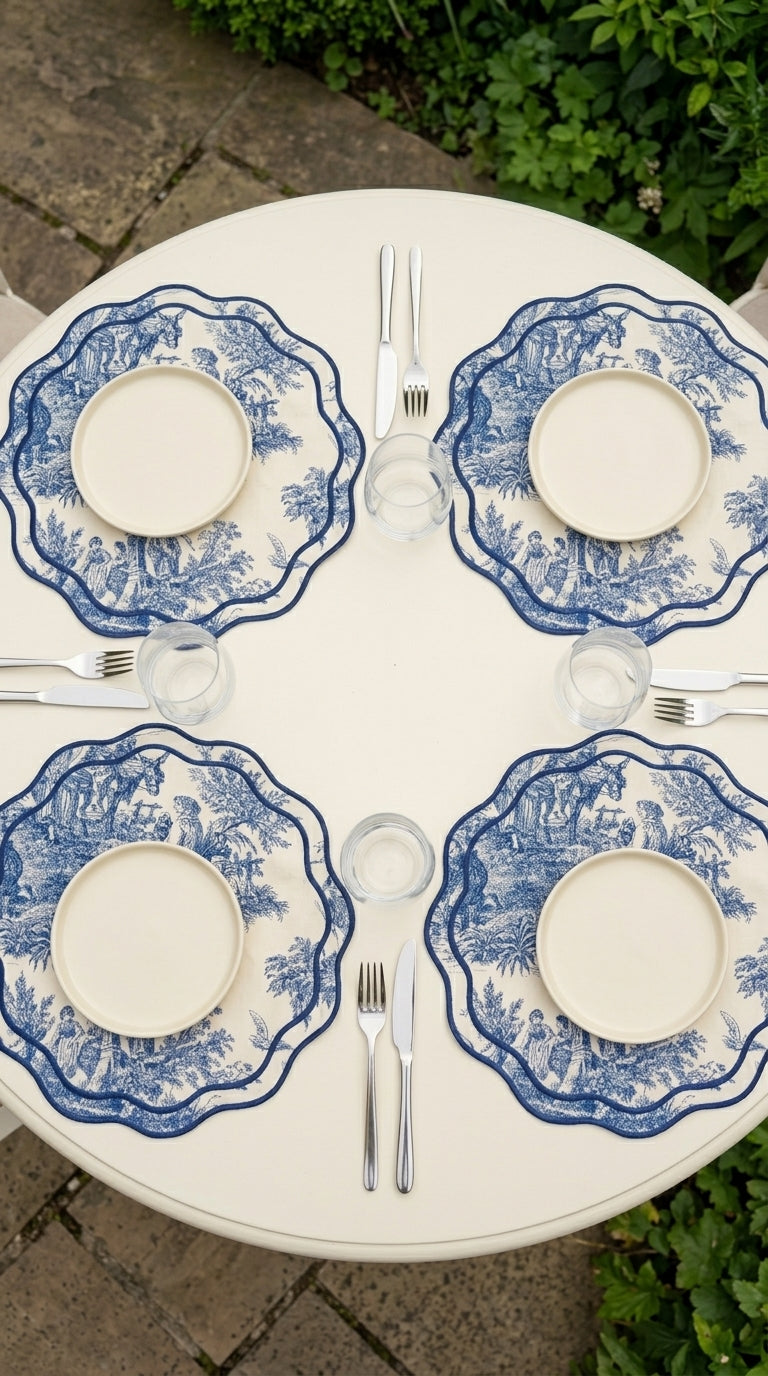 مفارش توال أزور (Toile Azure) للطاولات