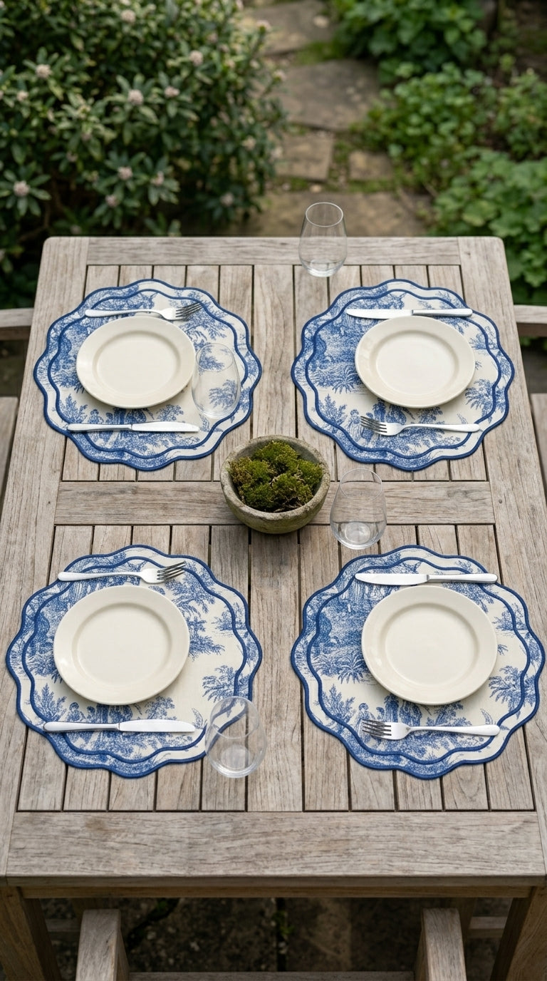 مفارش توال أزور (Toile Azure) للطاولات