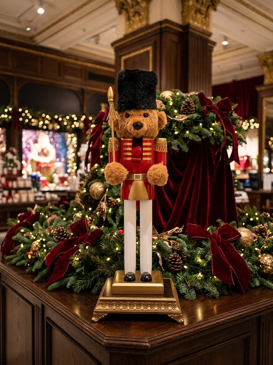 Royal Teddy Guard Kırmızı Üniformalı Dekoratif Yılbaşı Ayıcığı – 36 CM