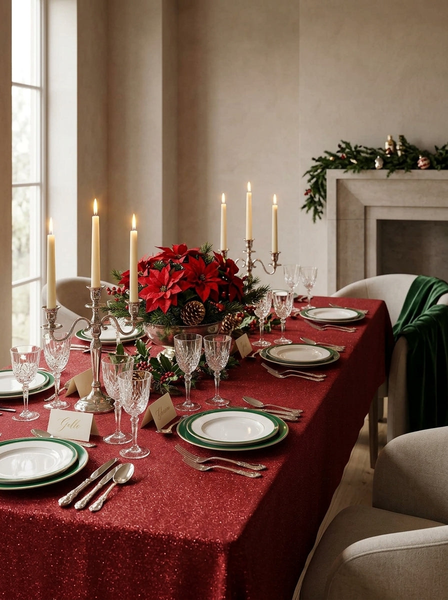 Red Glitter Tablecloth
