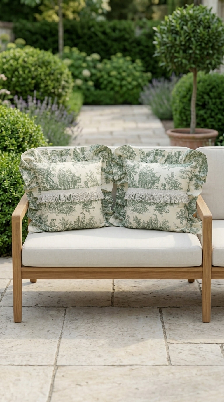 وسادة ruffle خضراء توال