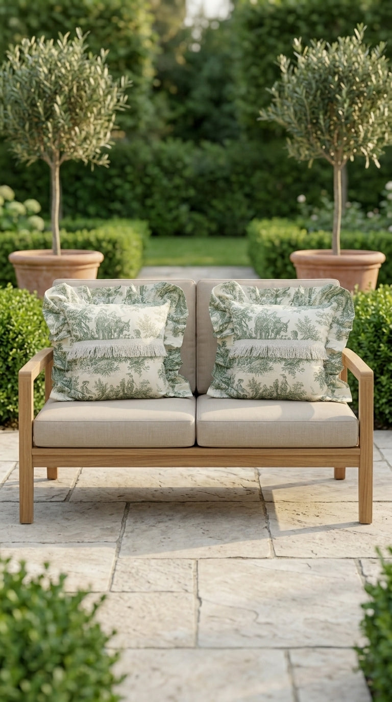 وسادة ruffle خضراء توال