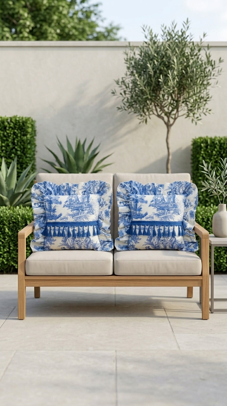 Toile Azure Ruffle Kırlent