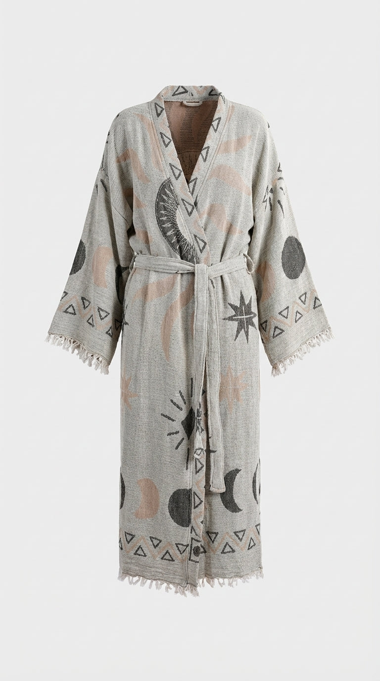 Gri-Kahverengi Güneş Kimono