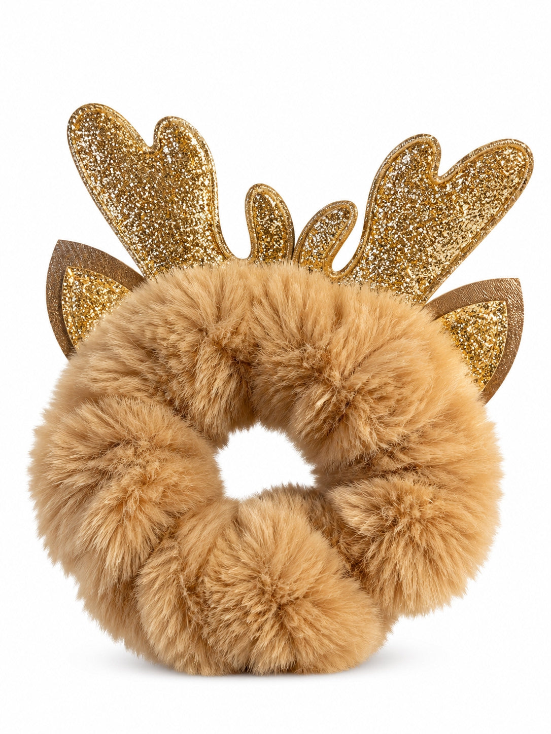 Golden Reindeer Peluş Yılbaşı Saç Tokası