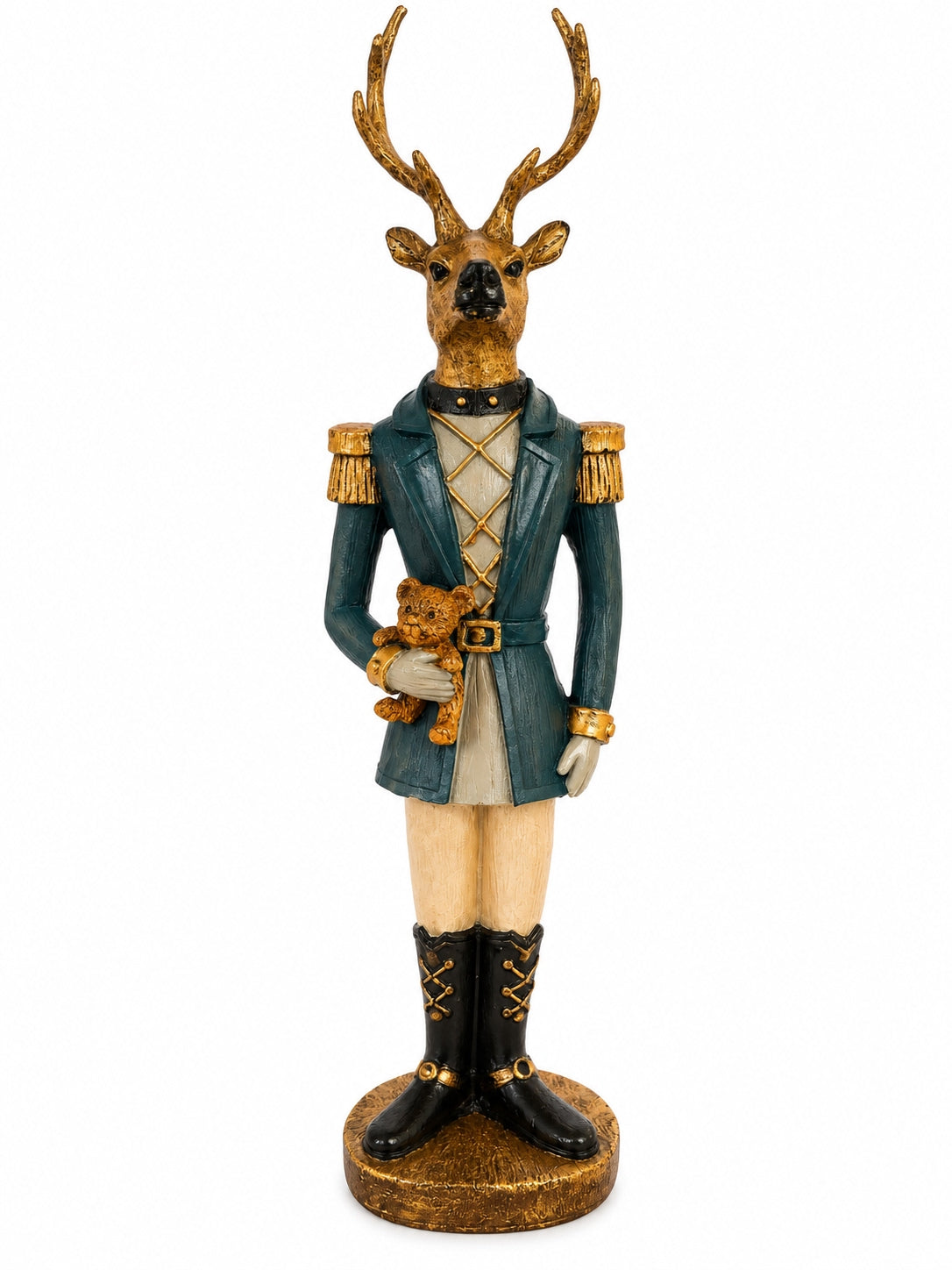 Royal Teddy Christmas Askerî Üniformalı Dekoratif Yılbaşı Geyiği – 38 CM