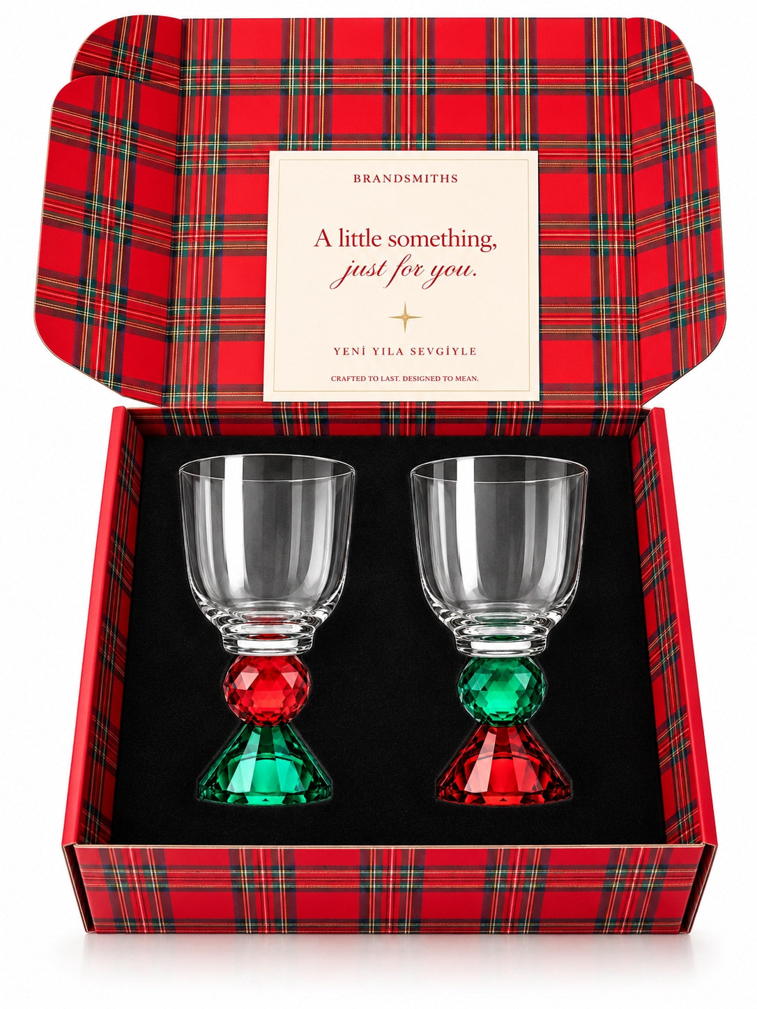 Christmas Classics – Ruby Emerald Emerald Ruby Lumi İkili Kristal Kadeh Seti