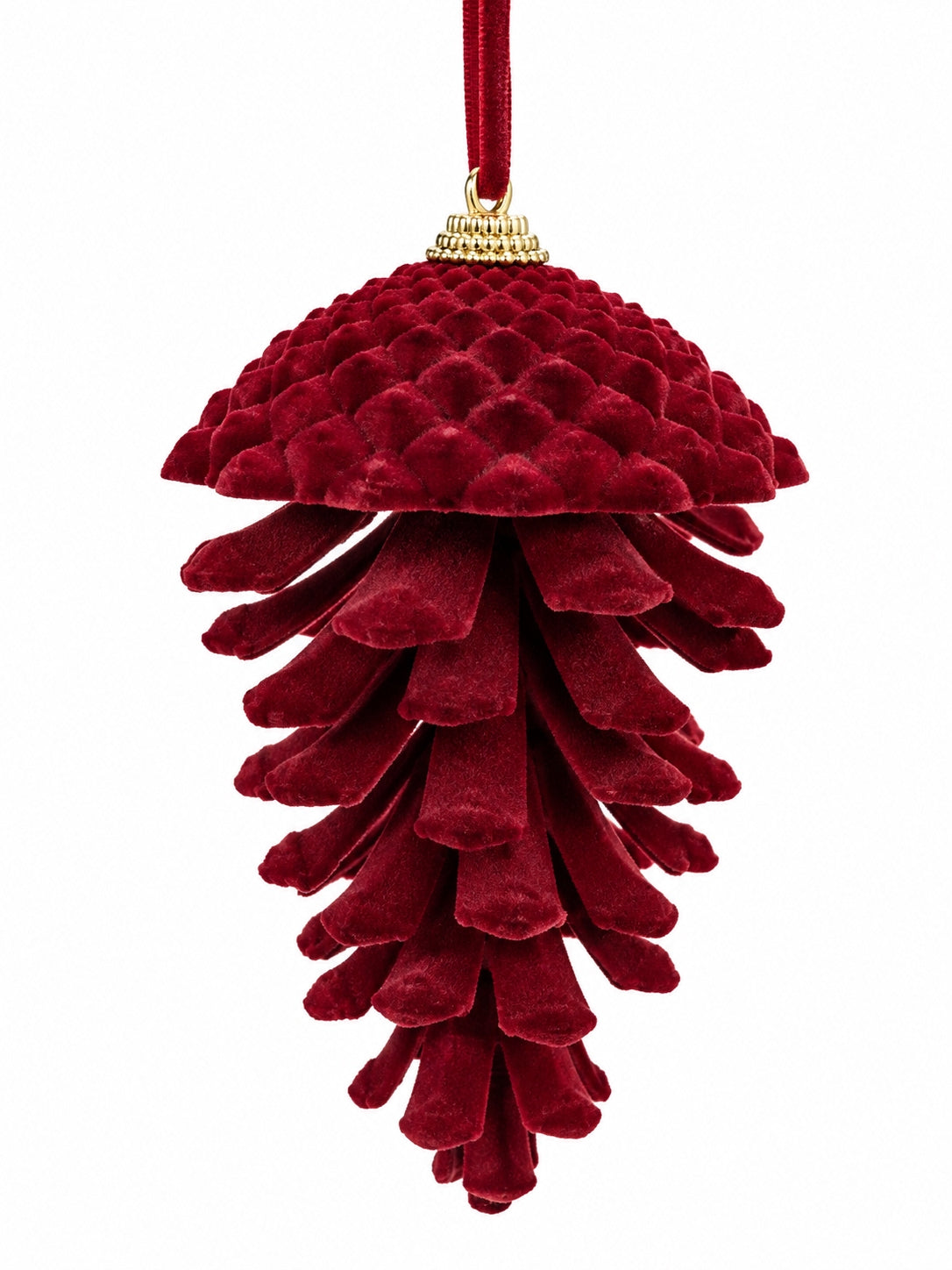 Burgundy Forest – Bordo Kadife Kozalak Yılbaşı Ağacı Süsü - 15 CM