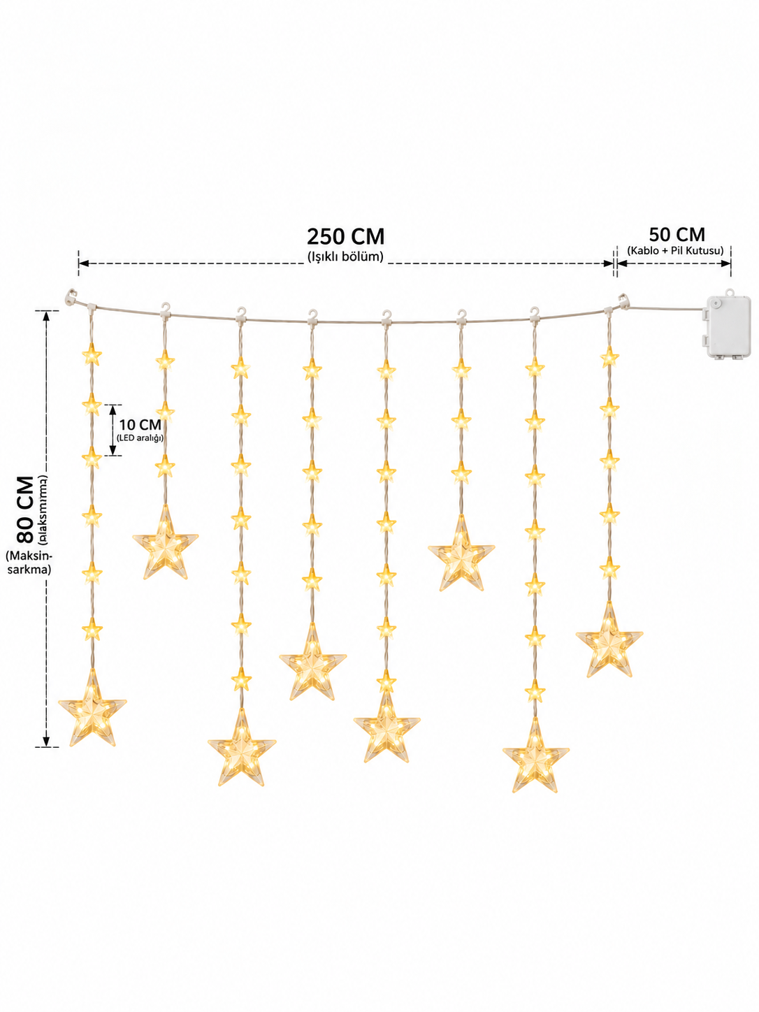 Starlight 120 LED Yıldızlı Perde Yılbaşı Işığı