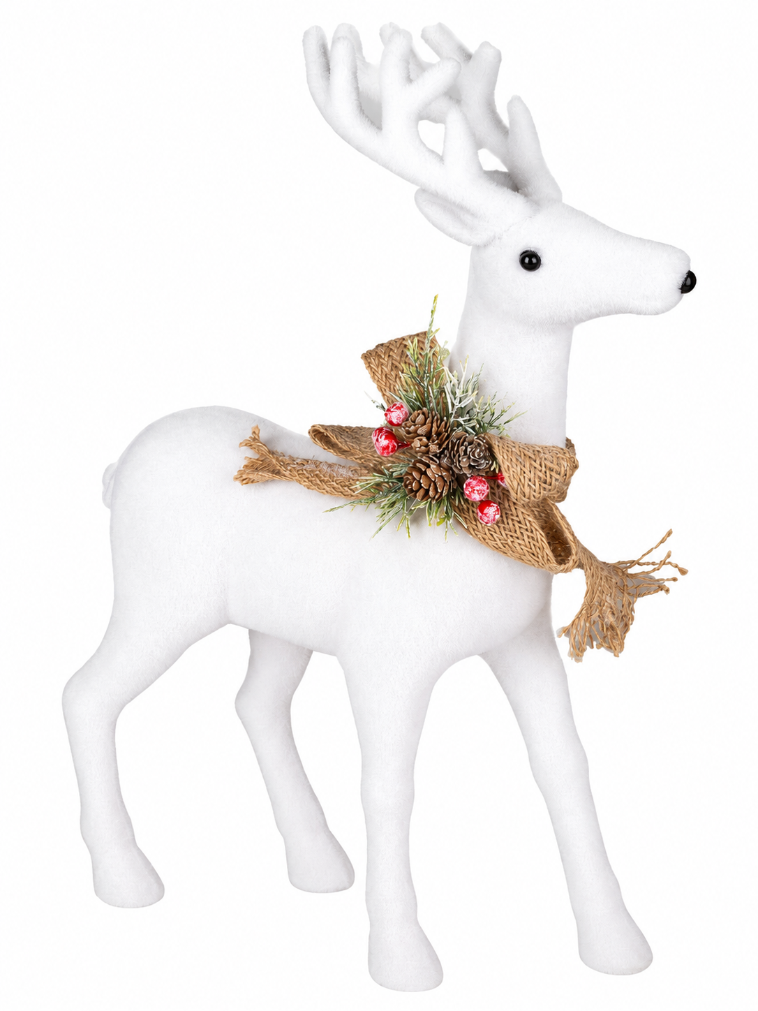 Snow Majesty White Decorative Christmas Reindeer – 37 x 46 CM