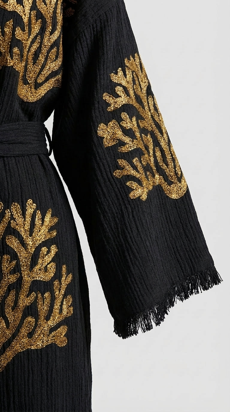 Black Ethereal Coral Kimono