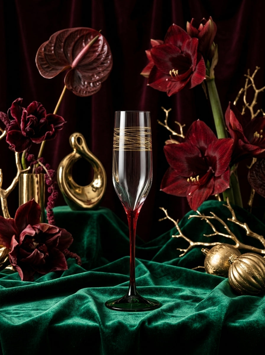 Ruby Emerald Gold Şampanya Kadehi