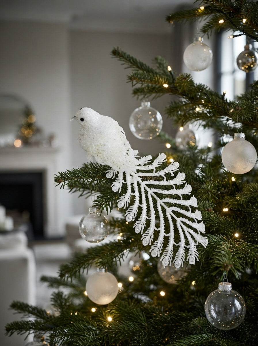 White Swan Glitter Uzun Kuyruklu Klipsli Yılbaşı Kuşu