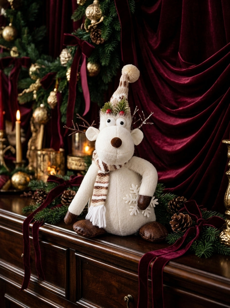 Rudolph Snow Joy White Decorative Christmas Reindeer – 40 CM