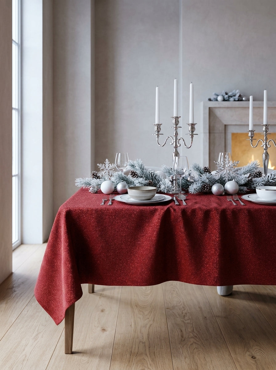 Red Glitter Tablecloth