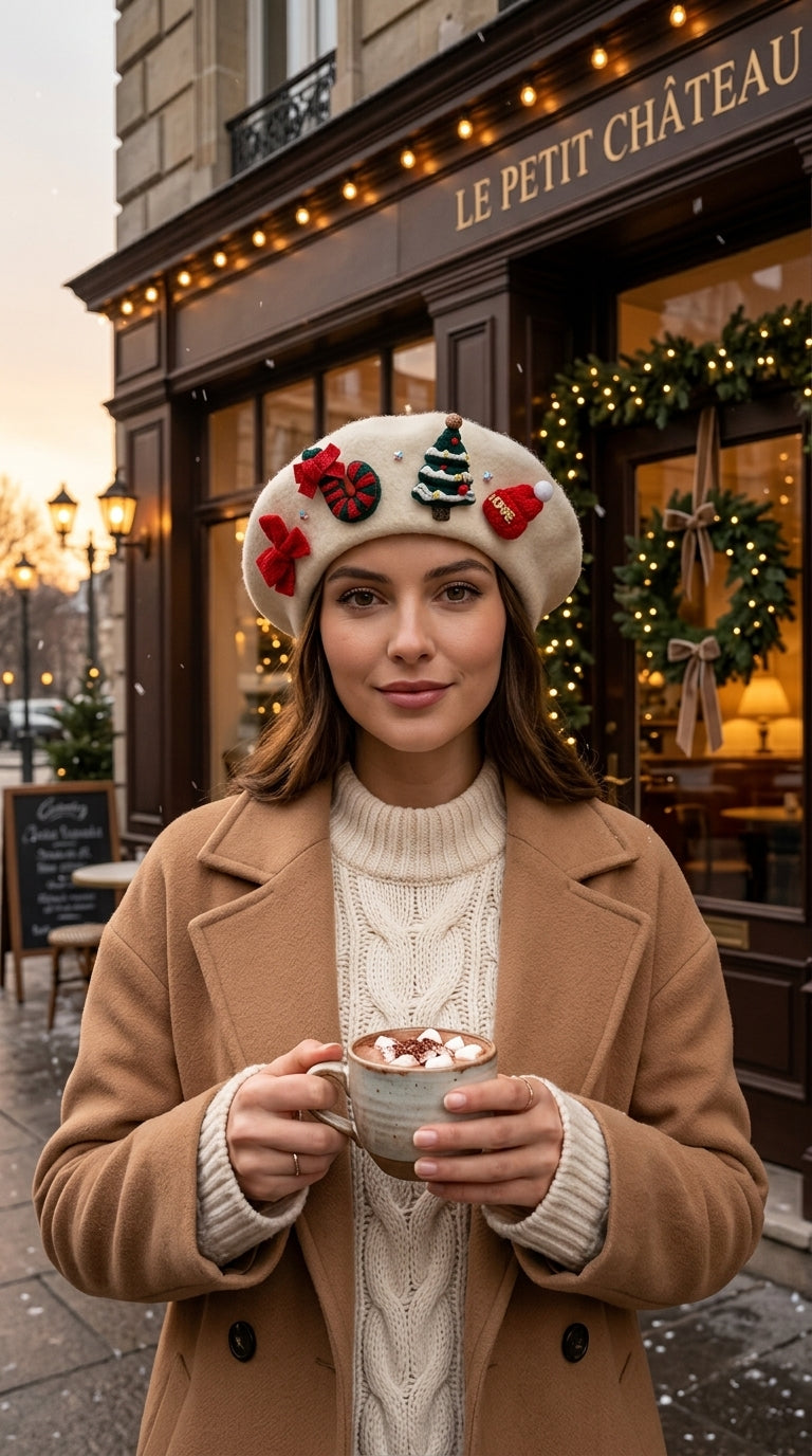 Christmas Charm Ekru Yılbaşı Şapka