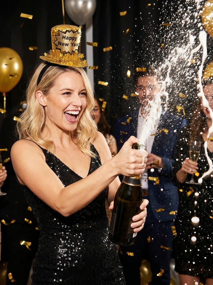 Golden Party Hat Happy New Year Yılbaşı Tacı
