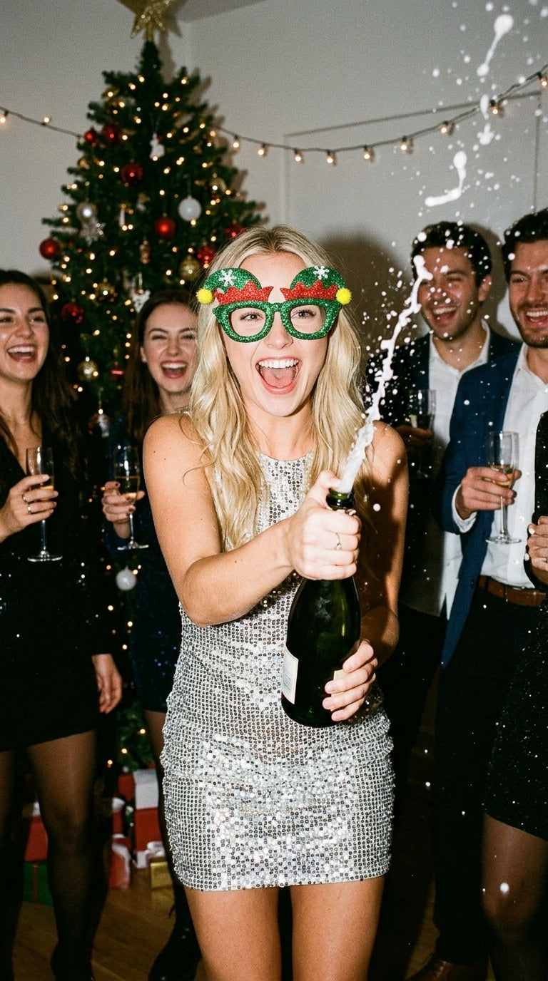 Christmas Elf Glitter Yılbaşı Parti Gözlüğü