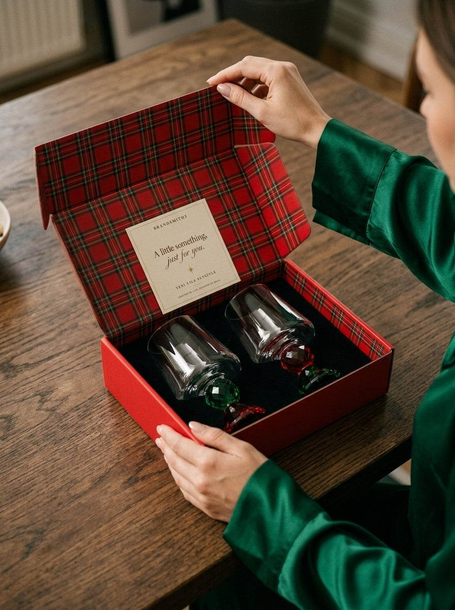 Christmas Classics – Ruby & Emerald Lumi İkili Kristal Bardak Seti