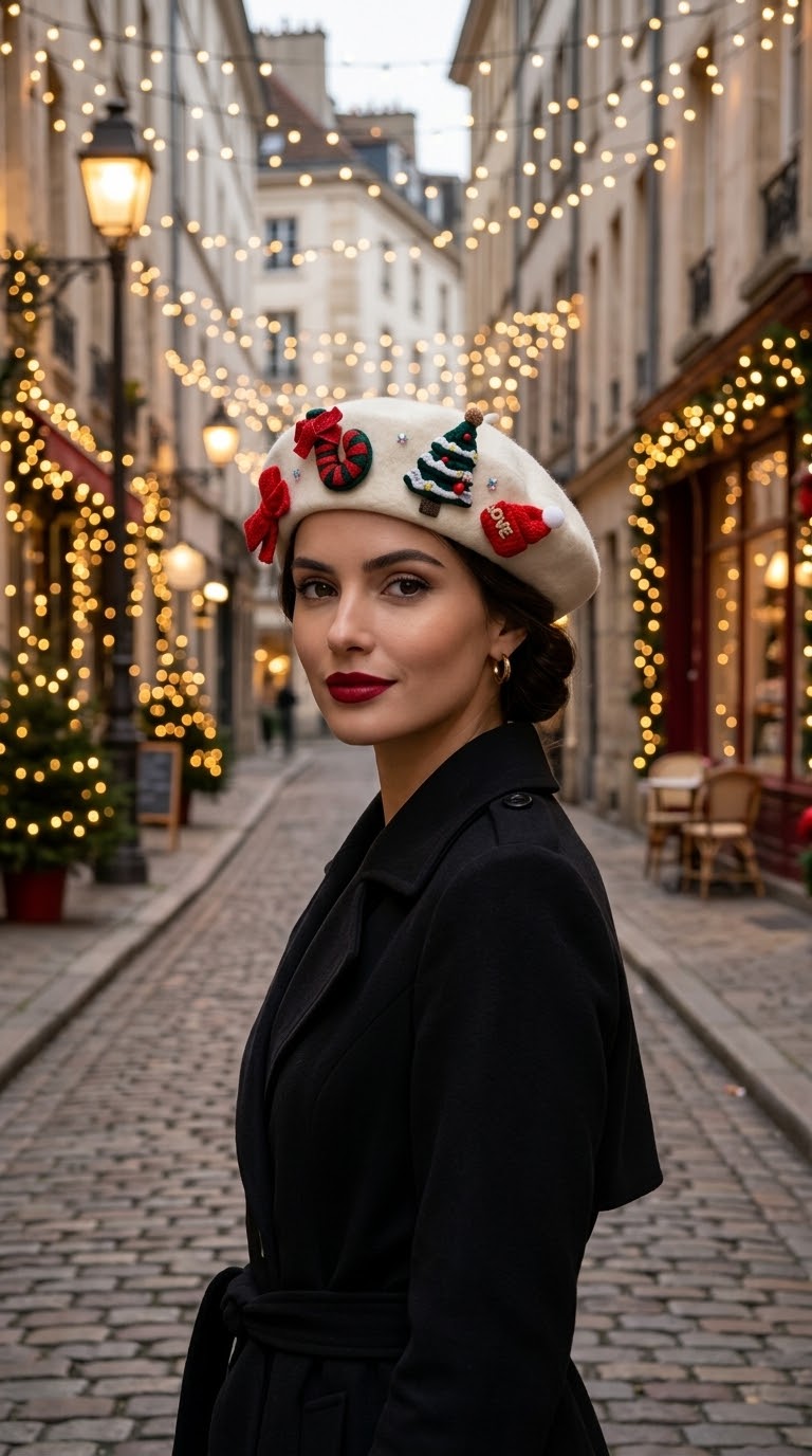 Christmas Charm Ekru Yılbaşı Şapka