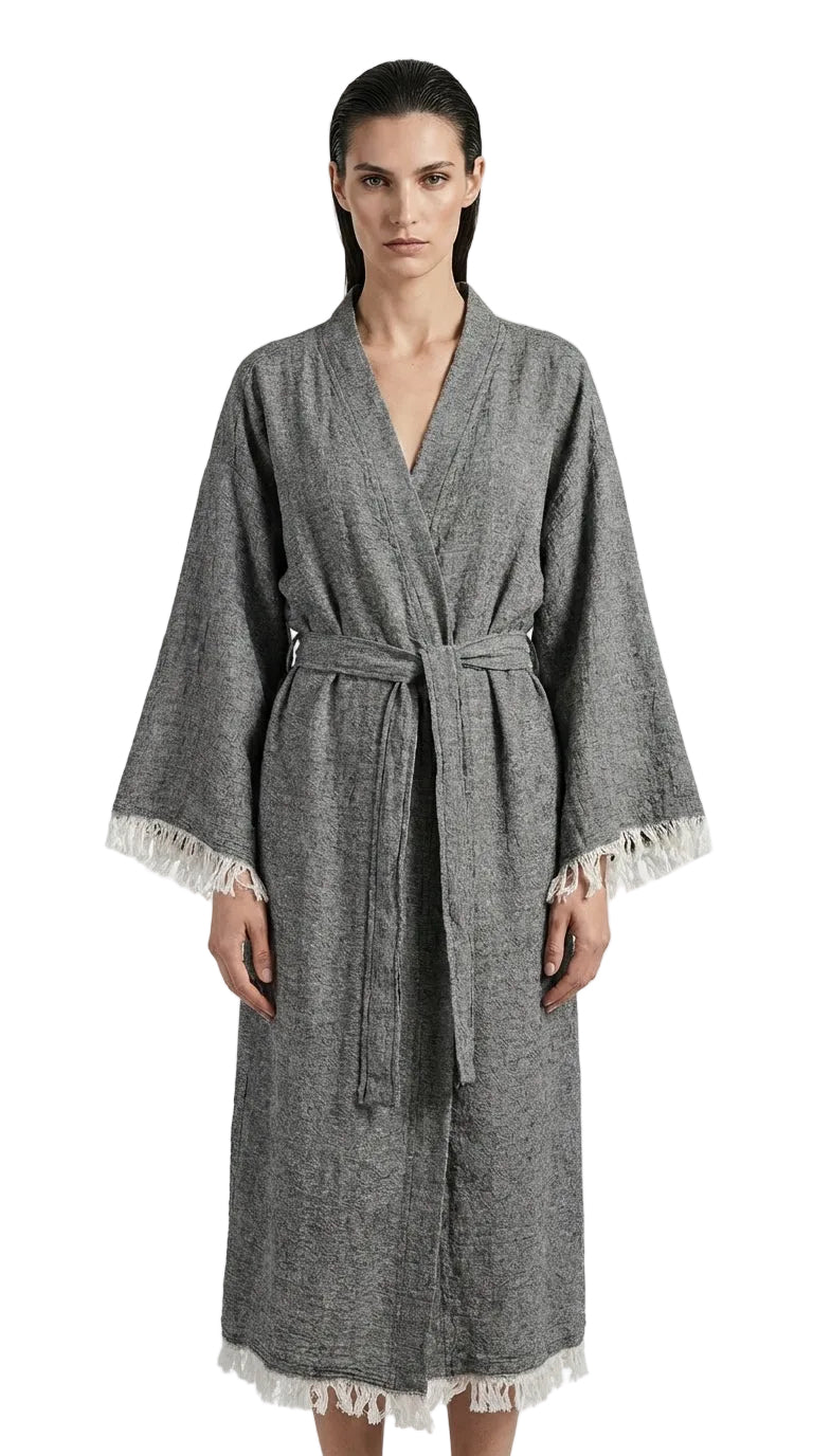 Grey Yırtmaçlı Kimono