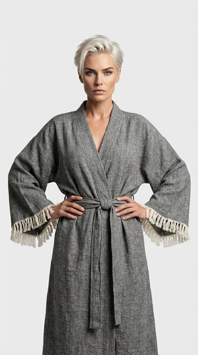 Grey Slit Kimono
