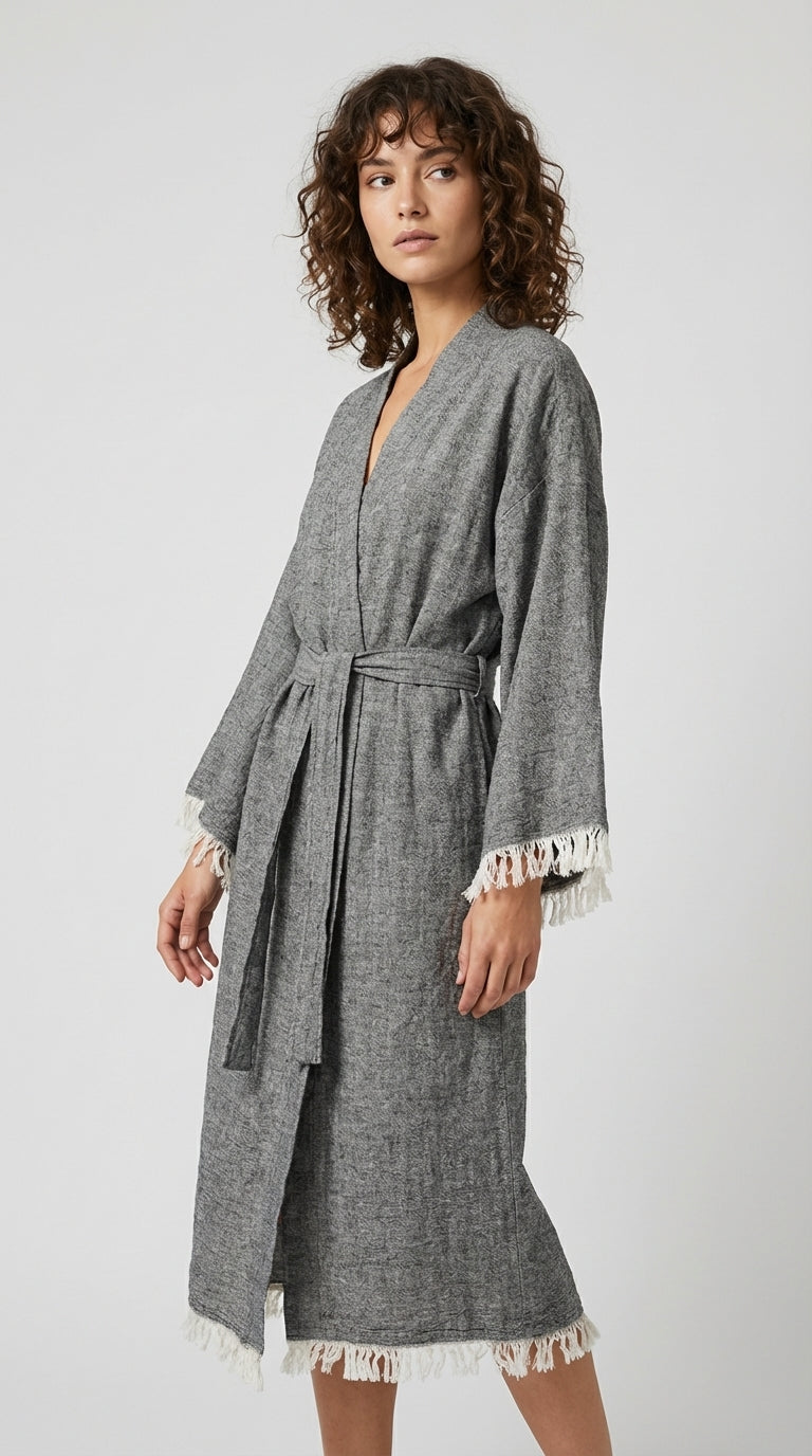 Grey Slit Kimono
