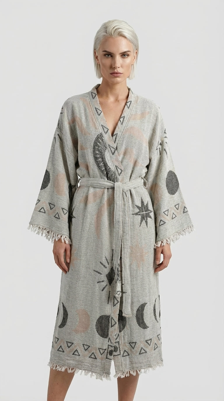 Grey- Brown Sun Kimono