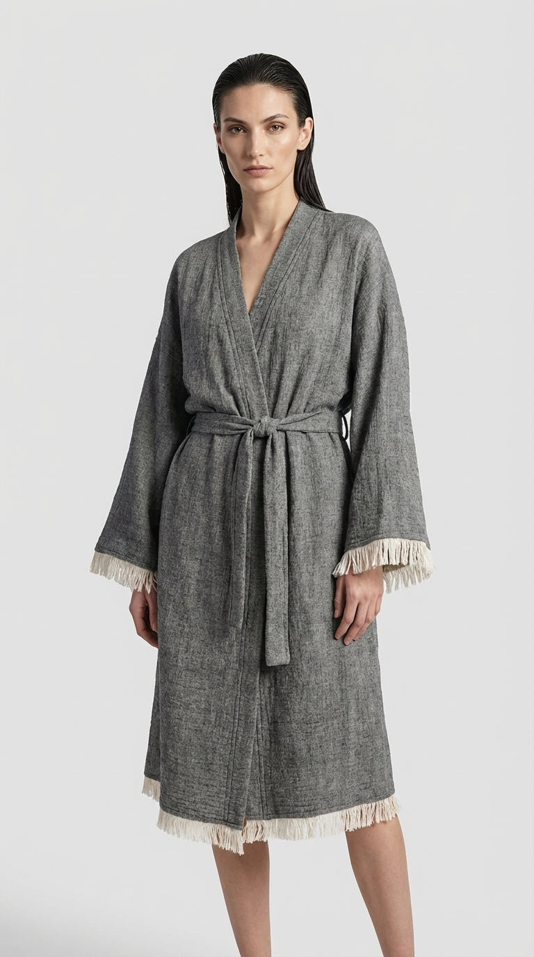 Grey Slit Kimono