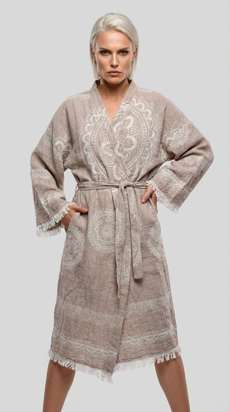 Beige Mandala Kimono