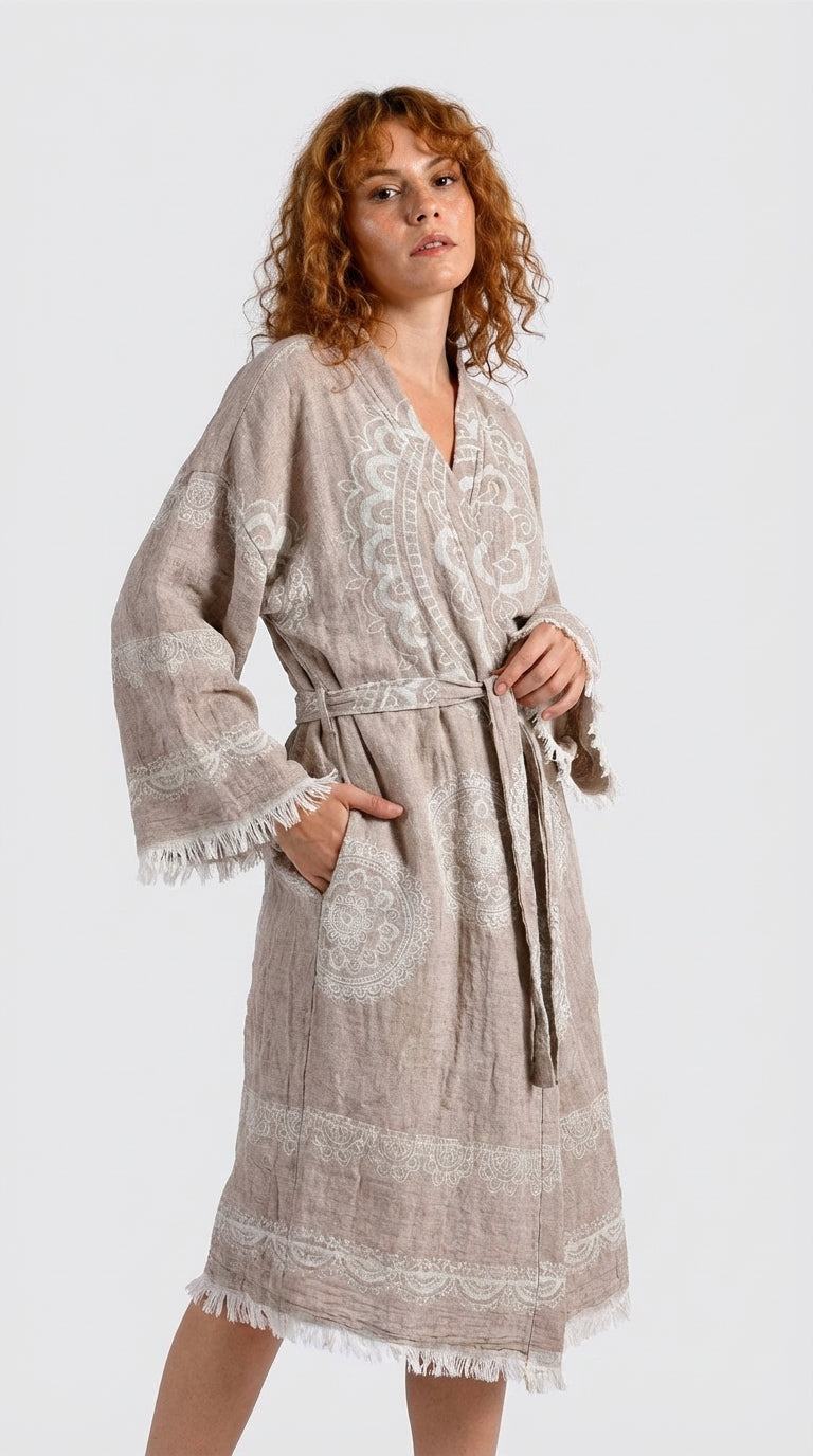 Beige Mandala Kimono