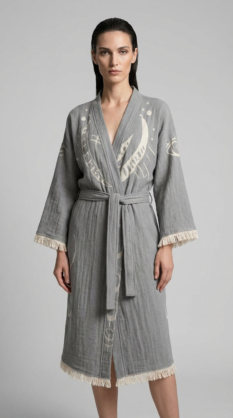 Gri Hilal Göz Kimono